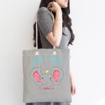 - Canta-4337-1 - Realhomes Gri Zeminde Fil Desenli Özel Tasarımlı Dijital Baskılı Kumaş Plaj Çantası Realhomes