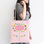 - Canta-4342-1 - Realhomes Realhomes Pembe Zeminde Baby Shower Tasarımlı Kumaş Plaj Çantası Realhomes