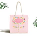 - Canta-4342 - Realhomes Realhomes Pembe Zeminde Baby Shower Tasarımlı Kumaş Plaj Çantası Realhomes