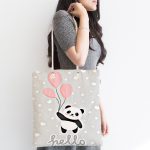 - Canta-4353-1 - Realhomes Realhomes Uçan Balonlar ve Sevimli Panda Desenli Kumaş Plaj Çantası Realhomes