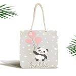 - Canta-4353 - Realhomes Realhomes Uçan Balonlar ve Sevimli Panda Desenli Kumaş Plaj Çantası Realhomes