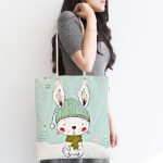 - Canta-4354-1 - Realhomes Realhomes Winter Tavşan Motifli Dijital Baskılı Kumaş Plaj Çantası Realhomes