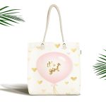 - Canta-4362 - Realhomes Realhomes Pembe Balon ve Altın Kalpler Özel Tasarımlı Kumaş Plaj Çantası Realhomes