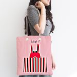 - Canta-4382-1 - Realhomes Sevimli Tavşan Desenli Özel Tasarımlı Dijital Baskılı Çocuk Odası Kumaş Plaj Çantası Realhomes