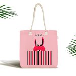 - Canta-4382 - Realhomes Sevimli Tavşan Desenli Özel Tasarımlı Dijital Baskılı Çocuk Odası Kumaş Plaj Çantası Realhomes