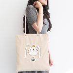 - Canta-4386-1 - Realhomes Realhomes Krem Zeminde Its Girl Tavşan Motifli Kumaş Plaj Çantası Realhomes