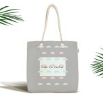 - Canta-4399 - Realhomes Gri Zeminde Renkli Şemsiyeler Özel Tasarımlı Bebek Odası Kumaş Plaj Çantası Realhomes