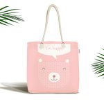 - Canta-4404 - Realhomes Pembe Zeminde Mutlu Ayıcık Desenli Bebek Odası Kumaş Plaj Çantası Realhomes