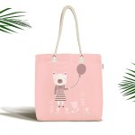Pembe Zeminde Balon ve Ayıcık Desenli Bebek Odası Kumaş Plaj Çantası Realhomes
