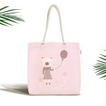 - Canta-4412 - Realhomes Pembe Zeminde Balon ve Ayıcık Desenli Bebek Odası Kumaş Plaj Çantası Realhomes