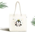 - Canta-4414 - Realhomes Realhomes Uçan Sevimli Penguen Tasarımlı Kumaş Plaj Çantası Realhomes