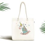 - Canta-4420 - Realhomes Realhomes Beyaz Zeminde Unicorn Motifli Kumaş Plaj Çantası Realhomes