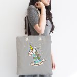 - Canta-4421-1 - Realhomes Realhomes Gri Zeminde Unicorn Motifli Kumaş Plaj Çantası Realhomes