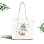 - Canta-4435 - Realhomes Realhomes Beyaz Zeminde Sevimli Tilki Desenli Kumaş Plaj Çantası Realhomes