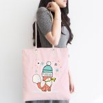 - Canta-4436-1 - Realhomes Realhomes Pembe Zeminde Sevimli Tilki Desenli Kumaş Plaj Çantası Realhomes