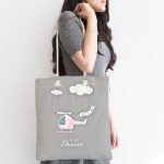 - Canta-4444-1 - Realhomes Realhomes Gri Zeminde Helikopter Tasarımlı Kumaş Plaj Çantası Realhomes