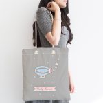 Realhomes Gri Zeminde Balon Tasarımlı Kumaş Plaj Çantası Realhomes