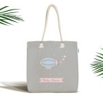 Realhomes Gri Zeminde Balon Tasarımlı Kumaş Plaj Çantası Realhomes