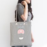 Gri Zemin Baby Shower Temalı Özel Tasarımlı Dijital Baskılı Çocuk Odası Kumaş Plaj Çantası Realhomes