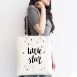 - Canta-4480-1 - Realhomes Beyaz Zeminde Little Star Tasarımlı Bebek Odası Kumaş Plaj Çantası Realhomes