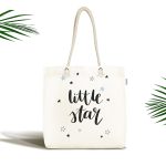 - Canta-4480 - Realhomes Beyaz Zeminde Little Star Tasarımlı Bebek Odası Kumaş Plaj Çantası Realhomes