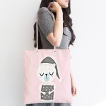 - Canta-4484-1 - Realhomes Realhomes Pembe Zeminde Ayıcık Tasarımlı Kumaş Plaj Çantası Realhomes