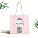 - Canta-4484 - Realhomes Realhomes Pembe Zeminde Ayıcık Tasarımlı Kumaş Plaj Çantası Realhomes