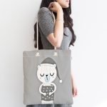 - Canta-4485-1 - Realhomes Realhomes Gri Zeminde Ayıcık Tasarımlı Kumaş Plaj Çantası Realhomes