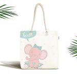 - Canta-4530 - Realhomes Beyaz Zeminli I'm a Girl Tasarımlı Sevimli Fil Bebek Odası Kumaş Plaj Çantası Realhomes