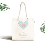 Beyaz Zemin Let's Shower Yazılı Özel Tasarımlı Dijital Baskılı Çocuk Odası Kumaş Plaj Çantası Realhomes