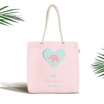 Pembe Zemin Let's Shower Yazılı Özel Tasarımlı Dijital Baskılı Çocuk Odası Kumaş Plaj Çantası Realhomes