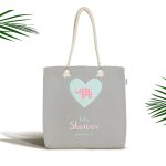 - Canta-4534 - Realhomes Gri Zemin Let's Shower Yazılı Özel Tasarımlı Dijital Baskılı Çocuk Odası Kumaş Plaj Çantası Realhomes