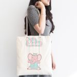 Beyaz Zemin Salıncak Ve Fil Motifli Özel Tasarımlı Dijital Baskılı Çocuk Odası Kumaş Plaj Çantası Realhomes