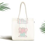 Beyaz Zemin Salıncak Ve Fil Motifli Özel Tasarımlı Dijital Baskılı Çocuk Odası Kumaş Plaj Çantası Realhomes