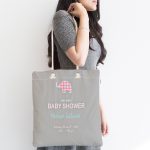 - Canta-4544-1 - Realhomes Gri Zemin Filli Baby Shower Temalı Dijital Baskılı Çocuk Odası Kumaş Plaj Çantası Realhomes