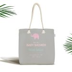 - Canta-4544 - Realhomes Gri Zemin Filli Baby Shower Temalı Dijital Baskılı Çocuk Odası Kumaş Plaj Çantası Realhomes
