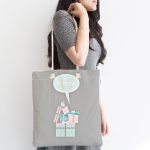 - Canta-4551-1 - Realhomes Realhomes Gri Zeminde Doğum Günü Hediyeler Desenli Kumaş Plaj Çantası Realhomes