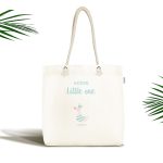 Beyaz Zemin Welcome Little One Yazılı Özel Tasarımlı Dijital Baskılı Çocuk Odası Kumaş Plaj Çantası Realhomes