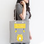 - Canta-4583-1 - Realhomes Realhomes Gri Zeminde Ayıcık Desenli Özel Tasarımlı Kumaş Plaj Çantası Realhomes