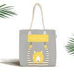 - Canta-4583 - Realhomes Realhomes Gri Zeminde Ayıcık Desenli Özel Tasarımlı Kumaş Plaj Çantası Realhomes