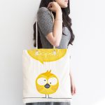 - Canta-4585-1 - Realhomes Sarı Kuş Motifli Dijital Baskılı Çocuk Odası Kumaş Plaj Çantası Realhomes