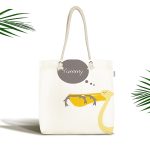 Beyaz Zeminde Leylek Motifli Özel Tasarım Çocuk Odası Kumaş Plaj Çantası Realhomes