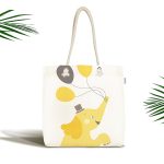 - Canta-4594 - Realhomes Beyaz Zeminde Uçan Balonlar ve Fil Desenli Çocuk Odası Kumaş Plaj Çantası Realhomes