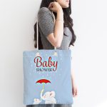 - Canta-4600-1 - Realhomes Mavi Zemin Fil Desenli Baby Shower Özel Tasarımlı Dijital Baskılı Çocuk Odası Kumaş Plaj Çantası Realhomes