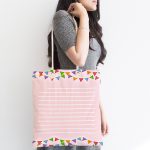 - Canta-4603-1 - Realhomes Pembe Zemin Bayraklı Baby Shower Özel Tasarımlı Dijital Baskılı Çocuk Odası Kumaş Plaj Çantası Realhomes