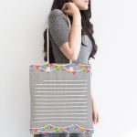 - Canta-4604-1 - Realhomes Gri Zemin Bayraklı Baby Shower Özel Tasarımlı Dijital Baskılı Çocuk Odası Kumaş Plaj Çantası Realhomes