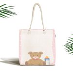 - Canta-4606 - Realhomes Ayıcık Ve Biberon Desenli Özel Tasarımlı Dijital Baskılı Çocuk Odası Kumaş Plaj Çantası Realhomes