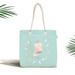 Yeşil Zemin I'm Beautiful Yazılı Baykuş Motifli Dijital Baskılı Çocuk Odası Kumaş Plaj Çantası Realhomes