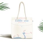 Beyaz Zemin Pelikan Ve Kuş Desenli Özel Tasarımlı Dijital Baskılı Çocuk Odası Kumaş Plaj Çantası Realhomes