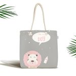 Gri  Zemin I'm A Boy Yazılı Aslan Desenli Dijital Baskılı Çocuk Odası Kumaş Plaj Çantası Realhomes